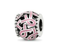 JewelryWeb Collar con colgante de plata de ley 925 de 9,09 mm con reflejos pulidos, esmalte rosa, filigrana, para mujer, talla única, Metal Plata esmaltado metal Plata, No es una piedra preciosa