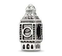 JewelryWeb Collar con colgante de plata de ley 925 pulida artesanal con reflejos oxidados del Big Ben de 6,36 mm, para mujer, talla única, Metal Plata Plata de ley, No es una piedra preciosa