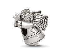 JewelryWeb Collar con colgante de plata de ley 925 pulida, con reflejos oxidados artesanales, de Navidad, religioso, ángel de la guarda para mujer, talla única, Metal Plata Plata de ley, No es una