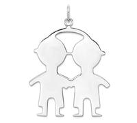 JewelryWeb Collar con colgante de plata de ley 925 pulida, grabable, para adolescente, niño, 34 x 25 mm de ancho, 0,46 mm de grosor, para mujer