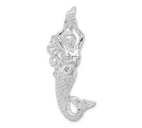 JewelryWeb Collar con colgante de sirena grande de plata de ley 925 chapada en rodio pulido de 20 mm para mujer