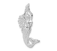 JewelryWeb Collar con colgante de sirena pulida de plata de ley 925 chapada en rodio de 18 mm para mujer