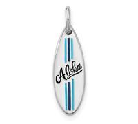 JewelryWeb Collar con colgante de tabla de surf Aloha de plata de ley 925 chapada en rodio pulido esmaltado para mujer, talla única, Metal esmaltado metal Rodio, No es una piedra preciosa