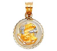 JewelryWeb Collar con colgante religioso de metal fino de oro amarillo de 14 quilates, 12 x 15 mm, colgante para mujer