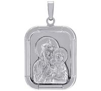 JewelryWeb Collar con colgante religioso unisex de plata de ley 925 con circonita cúbica Matka Boska Czestochowska de 36.5 x 21.1 pulgadas para mujer