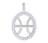 JewelryWeb Collar con colgante unisex de plata de ley 925 con circonita cúbica de imitación de diamante de Piscis con signo del zodiaco de 19,9 x 13 mm de ancho, colgante para mujer, talla única