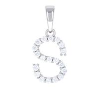 JewelryWeb Collar con colgante unisex de plata de ley 925 de 0,60 quilates de peso con letra de moissanita personalizada, monograma inicial S, 25,5 x 11 mm de ancho, colgante para mujer, talla única