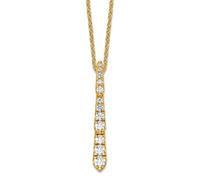 JewelryWeb Collar con colgante vertical de oro amarillo macizo de 14 quilates de 3/8 quilates de peso y diamante cultivado en laboratorio VS+ F+ de 46 cm