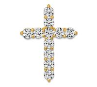 JewelryWeb Collar de cadena con colgante de oro amarillo macizo de 14 quilates de 18,2 mm, 2 quilates de peso cultivado en laboratorio, SI+ G+, cadena de fe religiosa para mujeres y hombres, talla