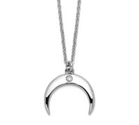 JewelryWeb Collar de plata de ley 925 chapada en rodio con diamantes de imitación de luna celestial de 41 centímetros para mujer, talla única, Zirconia cúbica Gema Metal, Circonia cúbica