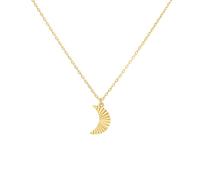 JewelryWeb Collar de plata de ley 925 con dije de luna celestial para mujer, tono amarillo, 16 + 5 cm de largo, collar con colgante de 15 mm de largo, talla única, Metal Plata Plata esterlina, No es
