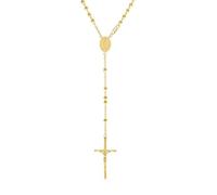 JewelryWeb Collar de plata de ley 925 en tono amarillo, unisex, crucifijo de Guadalupe, rosario religioso, collar con colgante de 4 mm para mujer, 56 centimeters, Metal Plata Plata esterlina, No es