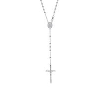 JewelryWeb Collar unisex de plata de ley 925 con crucifijo de Guadalupe y rosario religioso de 4 mm para mujer, 61 centimeters, Metal Plata Plata esterlina, No es una piedra preciosa