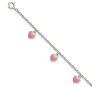 JewelryWeb Pulsera de eslabones de plata de ley 925 esmaltada con corazones de amor con 1 cm de extensión, 14 cm y 10 mm de ancho