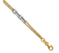 JewelryWeb Pulsera de identificación de oro macizo de 14 quilates, dos tonos pulidos con 3 cm de extensión, 18 cm y 5 mm de ancho, para mujer