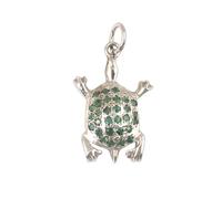 Jewels and Art Emporium Turtle Shape Emerald Pendant Handmade 925 Sterling Silver Natural Emerald Vintage Jewelry