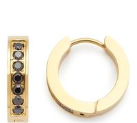 JEWELS BY LEONARDO 024310 - Pendientes de aro de acero inoxidable dorado con circonitas negras, regalo para mujer, Eine Größe, Acero inoxidable, Circonia cúbica
