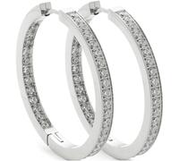 JEWELS BY LEONARDO 024908 - Pendientes de aro con bisagras de acero inoxidable plateado, parte delantera y trasera interior con brillantes circonitas, Eine Grösse, Acero inoxidable, Sin piedra