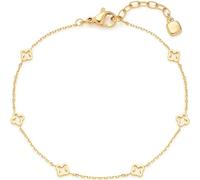 JEWELS BY LEONARDO Ciao Janna 023941 - Pulsera fina de acero inoxidable dorado con adornos de trébol estilizados de 17,5 a 19,5 cm de longitud, Eine Grösse, Acero inoxidable, No es una piedra preciosa