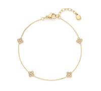 Jewels by Leonardo Ciao Lisette 025746 - Pulsera de Acero Inoxidable Dorado con Cuatro circonitas cúbicas Finas en Forma de Flor, 18-20,5 cm de Longitud, Regalo para Mujer
