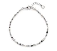 Jewels by Leonardo Ciao Lizo - Pulsera de Acero Inoxidable Plateado con Cuentas geométricas encadenadas en Blanco y Negro, 18,5-21,5 cm de Longitud, Joyas de Regalo para Mujer, 025732