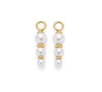 JEWELS BY LEONARDO Colgante Beauty's Justine • 1 par de colgantes de acero inoxidable dorado • tres perlas de imitación blancas en el tamaño • Joyas regalo para mujeres • 025524