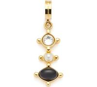 JEWELS BY LEONARDO Colgante Clip & Mix Adelia, colgante de cadena de acero inoxidable dorado, piedra de cristal transparente, perla de imitación blanca y ónix negro, regalo de joyería para mujer,