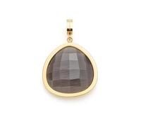 JEWELS BY LEONARDO Colgante Clip & Mix Mina • Colgante de cadena de acero inoxidable dorado • Piedra de cristal gris en forma de triángulo redondeado • Clip M (4,8 mm de diámetro) • Joyas regalo para