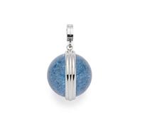 JEWELS BY LEONARDO Colgante Clip & Mix Snowball • Cadena colgante de acero inoxidable plateado • Gran perla de cristal azul vaquero en aspecto crackle • Clip M (4,8 mm de diámetro) • Joyas regalo