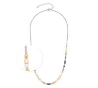 JEWELS BY LEONARDO Collar Babsi, cadena corta de acero inoxidable plateado, diferentes perlas en colores apagados, cubos facetados, 45-50 cm de longitud, regalo de joyería, 024313, 45 cm, Acero