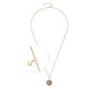 JEWELS BY LEONARDO Collar Biella, cadena larga de acero inoxidable dorado, diseño de estrella con piedras de cristal negro y transparente, 70-75 cm de longitud, regalo de joyería, 024365, 70 cm, Acero