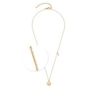 JEWELS BY LEONARDO Collar Ciao Satellite • Cadena corta de ancla redonda de acero inoxidable dorado • Colgante de bola de nácar con anillo estilizado • 45-50 cm de longitud • Regalo de joyas para