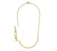 JEWELS BY LEONARDO Collar Clip & Mix Dotty • Cadena de bolas de longitud media de acero inoxidable dorado • Mezcla de bolas finas y fuertes • 60 - 61,3 cm de longitud • Joyas regalo para mujeres •