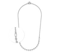 JEWELS BY LEONARDO Collar Clip & Mix Dotty • Cadena de bolas de longitud media de acero inoxidable plateado • Mezcla de bolas finas y fuertes • 60 - 61,3 cm de longitud • Joyas regalo para mujeres •