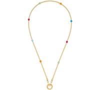 JEWELS BY LEONARDO Collar Clip & Mix Smile • Cadena corta de acero inoxidable dorado • Cuentas de ágata multicolor • Con anillo para colgar colgantes • 45 cm de longitud • Joyas para mujer • 023749