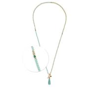 JEWELS BY LEONARDO Collar Donna • Cadena larga sin fin de acero inoxidable dorado • Perlas de cristal en suaves tonos turquesa • Colgante de borla • 80 cm de longitud • Regalo de joyas para mujer •