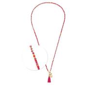JEWELS BY LEONARDO Collar Donna • Cadena larga sin fin de acero inoxidable dorado • Perlas de cristal en tonos rojos • Colgante de borla • 80 cm de longitud • Regalo de joyas para mujer • 024898, 80