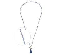 JEWELS BY LEONARDO Collar Donna • Cadena larga sin fin de acero inoxidable plateado • Collar de perlas de cristal en tonos azules fríos • 80 cm de longitud • Joyas regalo para mujeres • 024900, 80 cm,