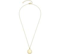 Jewels by Leonardo Collar Ferrara de Acero Inoxidable Dorado, Colgante Redondo con circonitas cúbicas engarzadas en círculo, 45-50 cm de Longitud, Regalo para Mujer 025765