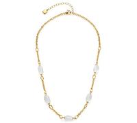 JEWELS BY LEONARDO Collar Ofira • Cadena de ancla de acero inoxidable dorado • Cinco perlas integradas de cristal de roca blanco • 42-47 cm de longitud • Regalo Joyería Mujer • 019704