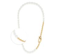 JEWELS BY LEONARDO Collar Patsy • Cadena corta de acero inoxidable dorado • perlas de concha blanca en forma de oliva • bolas de oro pulidas • 50 cm de longitud • Regalo de joyas para mujer • 024609,