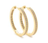 JEWELS BY LEONARDO Criole Jasmine • 1 par de pendientes de aro de acero inoxidable dorado • Parte delantera y trasera interior con brillantes circonitas • 024909