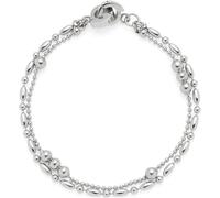 JEWELS BY LEONARDO Ilvi 024447 - Pulsera de acero inoxidable plateado con diferentes formas de perlas de acero inoxidable, 18,5 cm de longitud, joyas para mujer