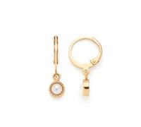 JEWELS BY LEONARDO Pendientes Ciao Althina • 1 par de pendientes de aro de acero inoxidable dorado • Colgante de perlas móvil con borde cincelado • Joyas regalo para mujeres • 026221
