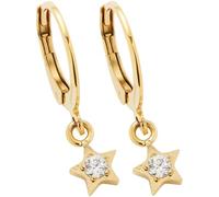 JEWELS BY LEONARDO Pendientes Ciao Sattelite • 1 par de pendientes de acero inoxidable dorado • Piedra de circonita engarzada en estrella colgante • Regalo de joyas para mujer • 024987, Eine Grösse,