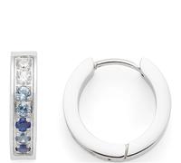 JEWELS BY LEONARDO Pendientes de aro Inca • 1 par de pendientes de aro de acero inoxidable plateado • Piedras de circonita en tonos azules graduados • 024913, Eine Grösse, Acero inoxidable, Sin piedra