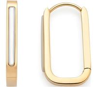 JEWELS BY LEONARDO - Pendientes de aro Welda, 1 par de pendientes de aro de acero inoxidable dorado • Inserción rectangular de nácar • 024710, Eine Grösse, Acero inoxidable, Sin piedra preciosa