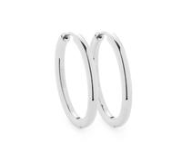 JEWELS BY LEONARDO Pendientes Luzie • 1 par de pendientes de aro de acero inoxidable plateado • Pendientes de aro ovalados de tamaño mediano • Joyería regalo para mujeres • 026132