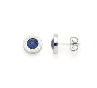 JEWELS BY LEONARDO Pendientes Martix • 1 par de pendientes de acero inoxidable plateado • Piedra azul oscuro facetada de Catseye • Regalo de joyería para mujer • 026143