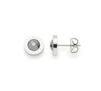 JEWELS BY LEONARDO Pendientes Matrix • 1 par de pendientes de acero inoxidable plateado • Hematita facetada metálica brillante • Regalo de joyería para mujer • 026145